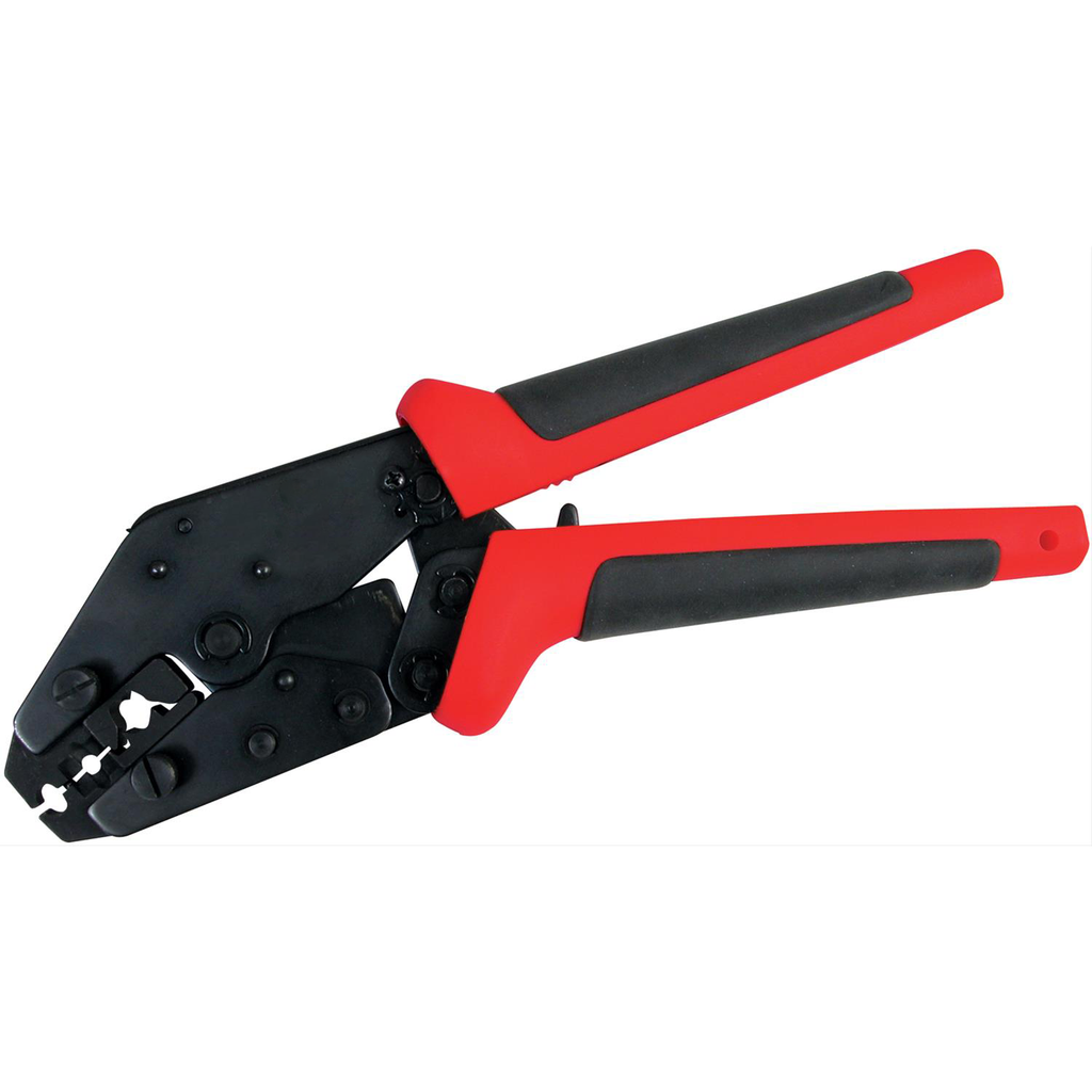 Ratcheting Spark Plug Wire Crimping Hand Tool, Hardened Steel Frame Crimper With Interchangeable Die Grooves And Dual-Color Non-Slip Molded Grips
