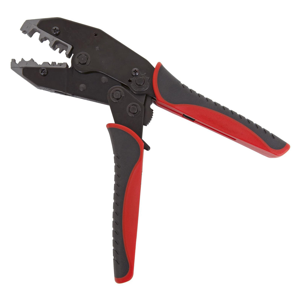 Ratcheting Wire Terminal Crimping Pliers, Adjustable Compression Crimper Tool With Multi-Groove Hardened Steel Jaws And Dual-Texture Anti-Slip Grips
