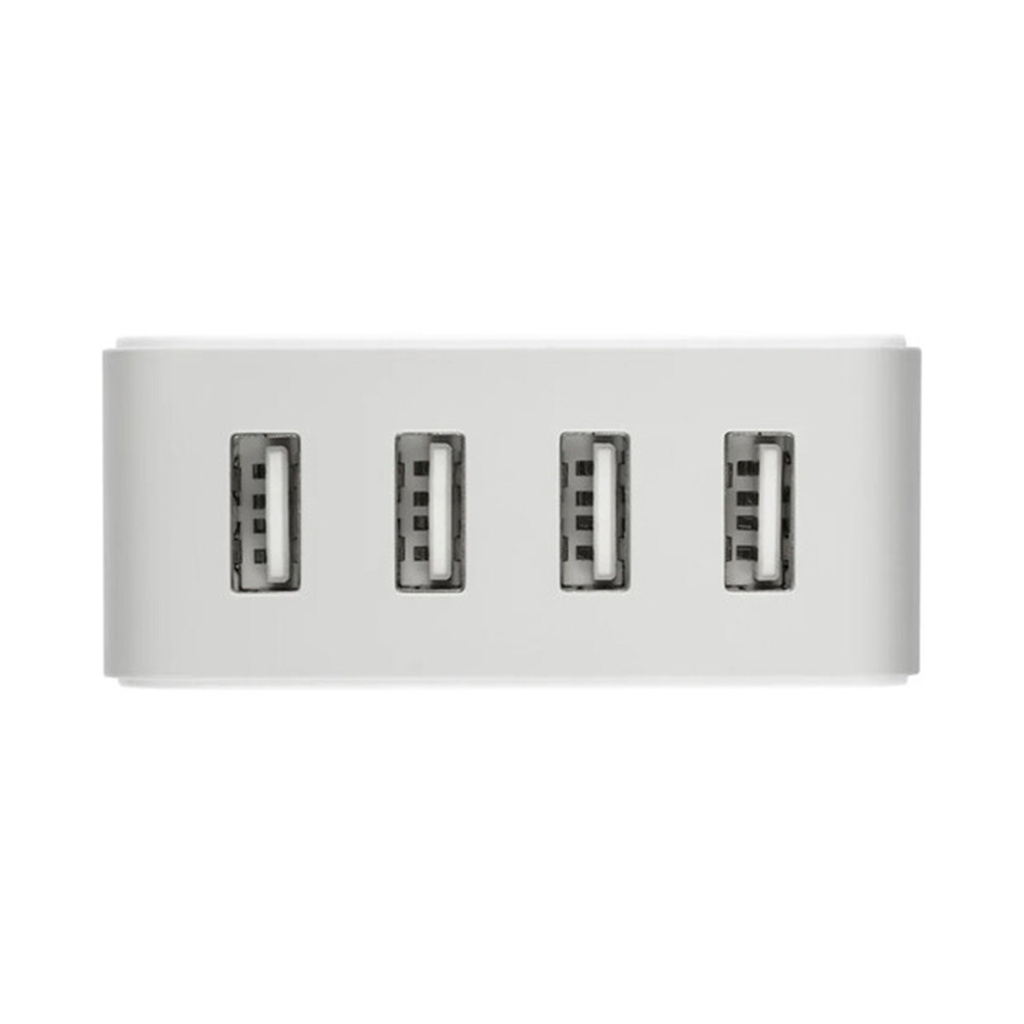 35W Four-Port Standard USB Wall Charger, Interchangeable Plug Travel Power Adapter With Dynamic Load Balancing Circuitry