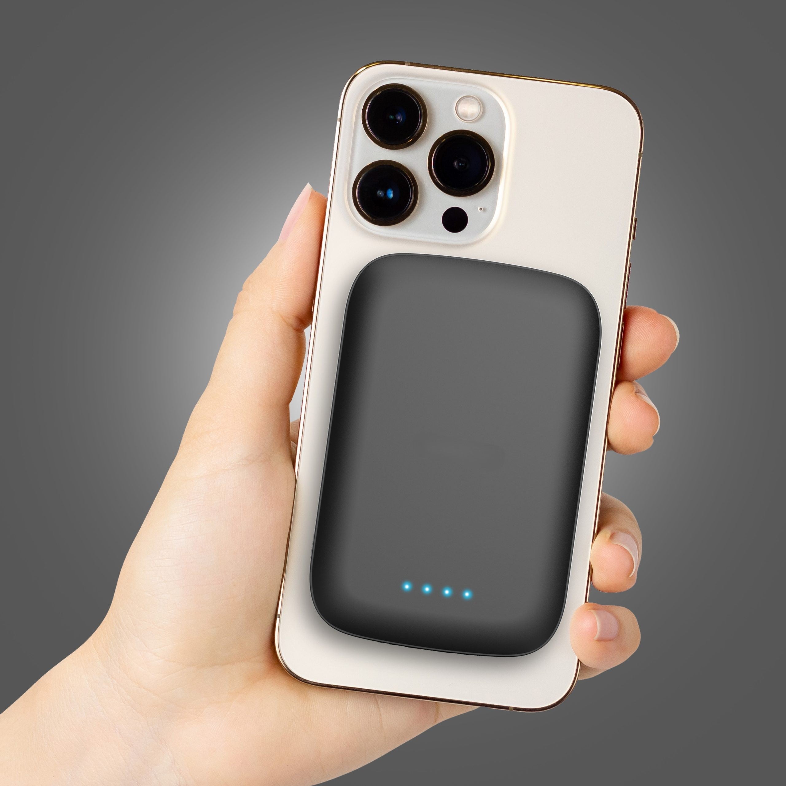5000Mah Magnetic Inductive Portable Power Bank, Compact Card-Sized Wireless External Battery Pack With Matching 3Ft Type-C Charging Cord And Led Energy Level Indicators
