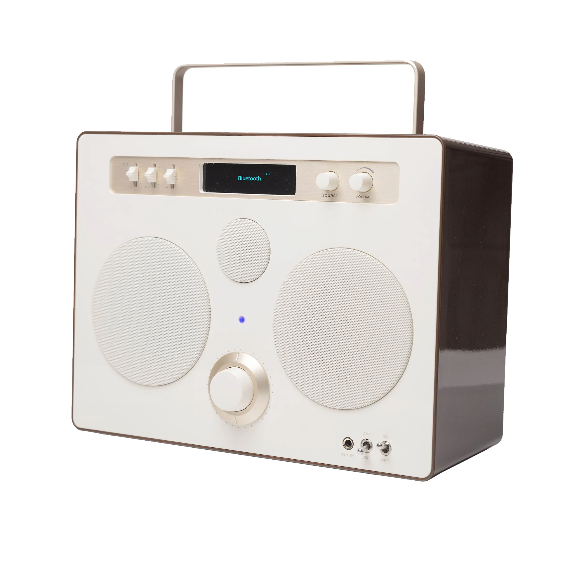 50W Three-Driver Portable Bluetooth Audio System With FM Radio Tuner, IPX4 Splash Resistant Multi-Input Music Player