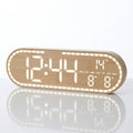 Wood Textured Oval Multi-Function Digital Desk Clock, Auto-Sensing Dimmable Led Timepiece With Dual Wake Timers, Countdown Timer And Power Cut Memory Storage