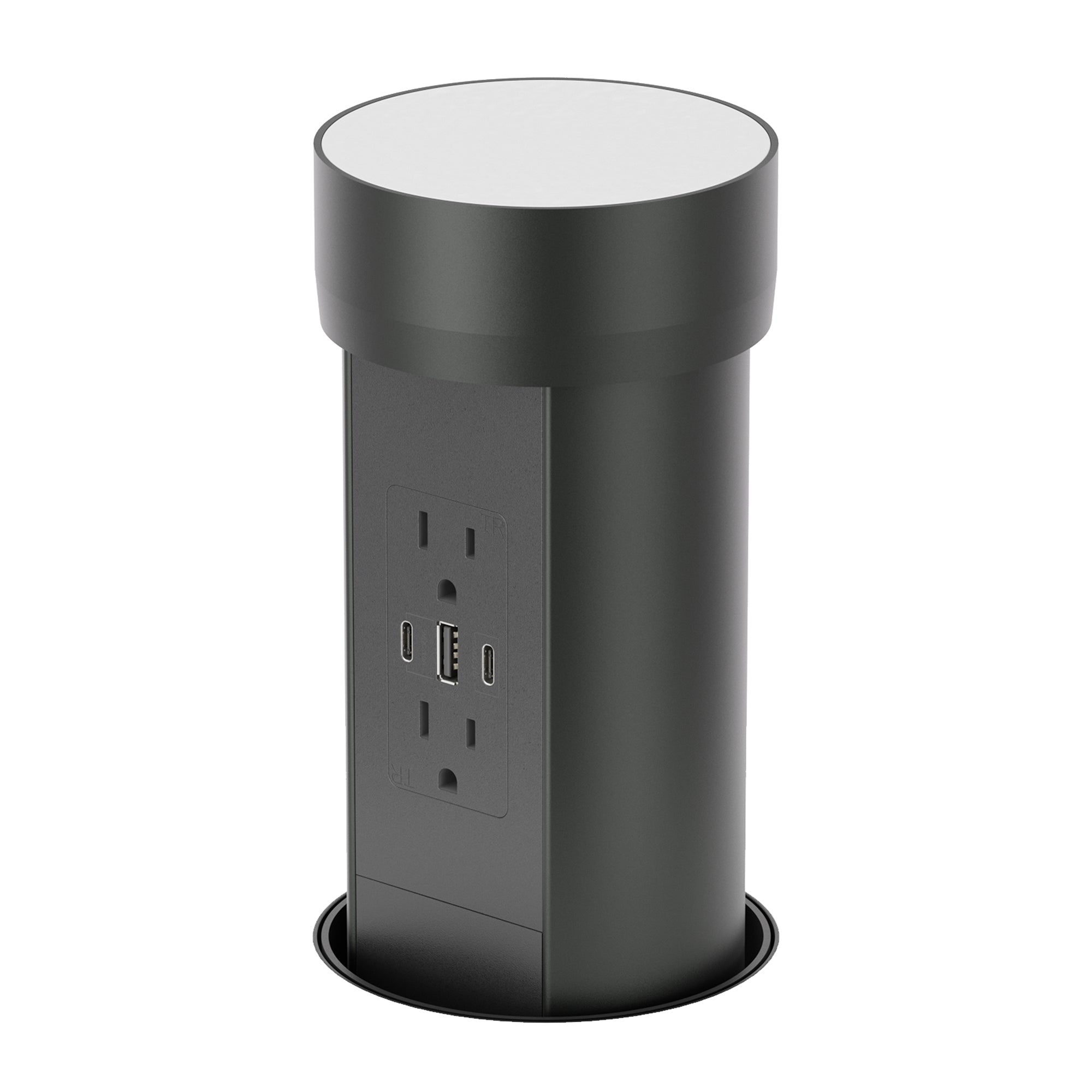 Motorized Pop-Up Countertop Power Receptacle, Recessed Retractable Power Module With Dual AC Sockets And Triple USB Charging Ports