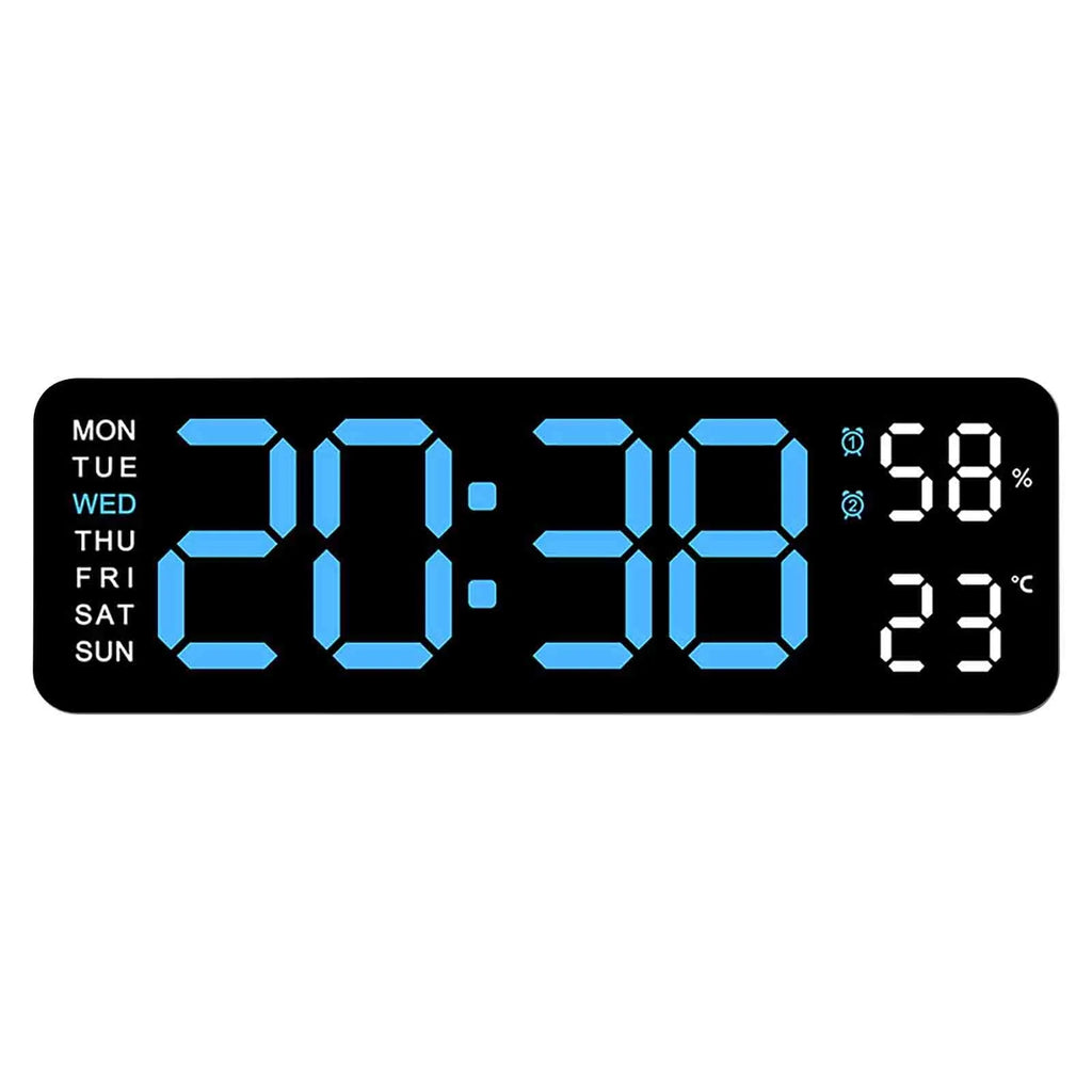 Wide Screen Multi-Function Led Digital Timepiece, Silent Dual-Alarm Desk & Wall Clock With Week Indicator, Indoor Thermometer And Humidity Meter