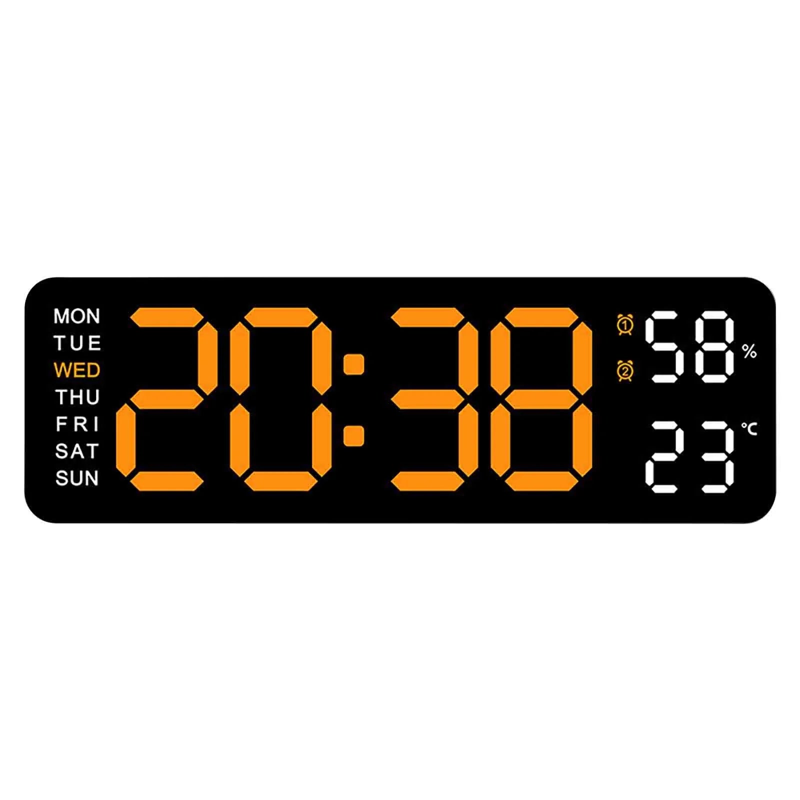 Wide Screen Multi-Function Led Digital Timepiece, Silent Dual-Alarm Desk & Wall Clock With Week Indicator, Indoor Thermometer And Humidity Meter