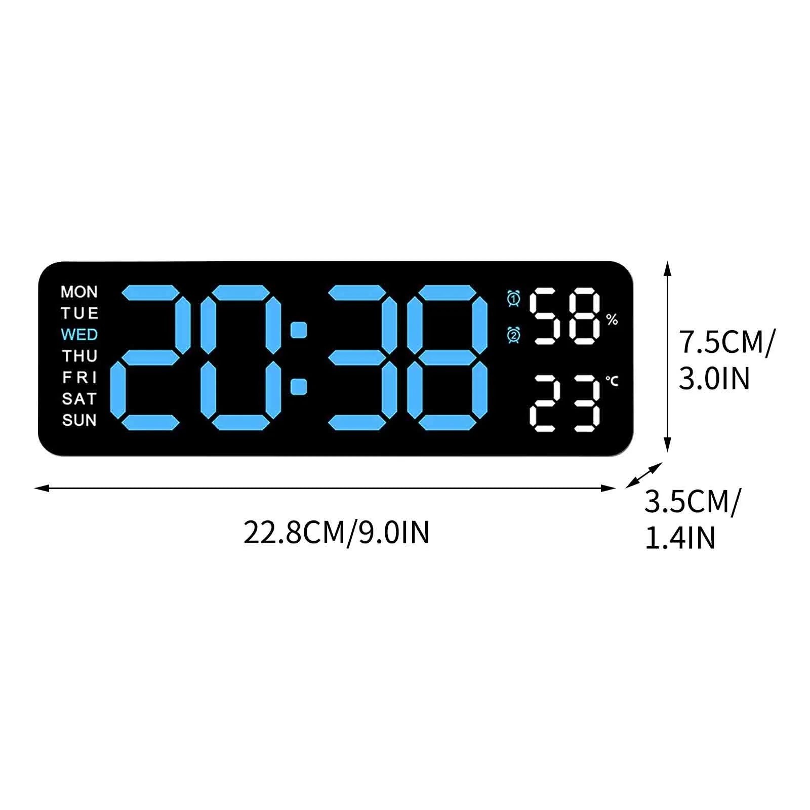 Wide Screen Multi-Function Led Digital Timepiece, Silent Dual-Alarm Desk & Wall Clock With Week Indicator, Indoor Thermometer And Humidity Meter