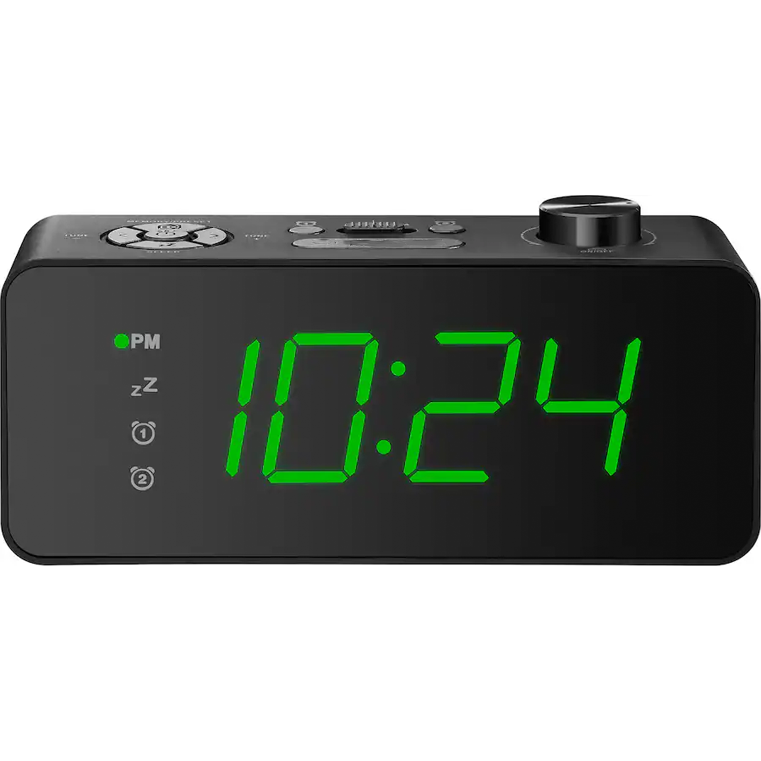 Am/Fm Radio Digital Wake Timepiece, Large Green Led Display Clock With Dual Independent Alarms, Four-Step Screen Dimming, Station Memory Presets And Backup Power Storage