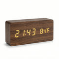 Multi-Function Rectangular Digital Desk Timepiece, Dual Power Supply Led Display Clock With Dimmable Screen, Temperature Readout And Triple Independent Wake Timers
