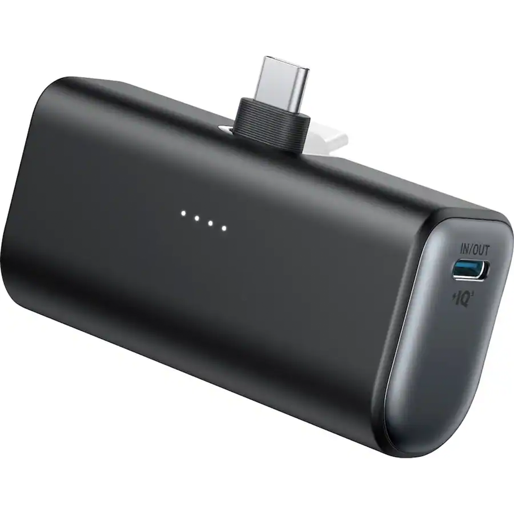 5000Mah Mini Pocket Power Pack, 22.5W Fast Charge Portable Battery With Retractable Rotatable USB-C Plug, Bidirectional Type-C Input And Output