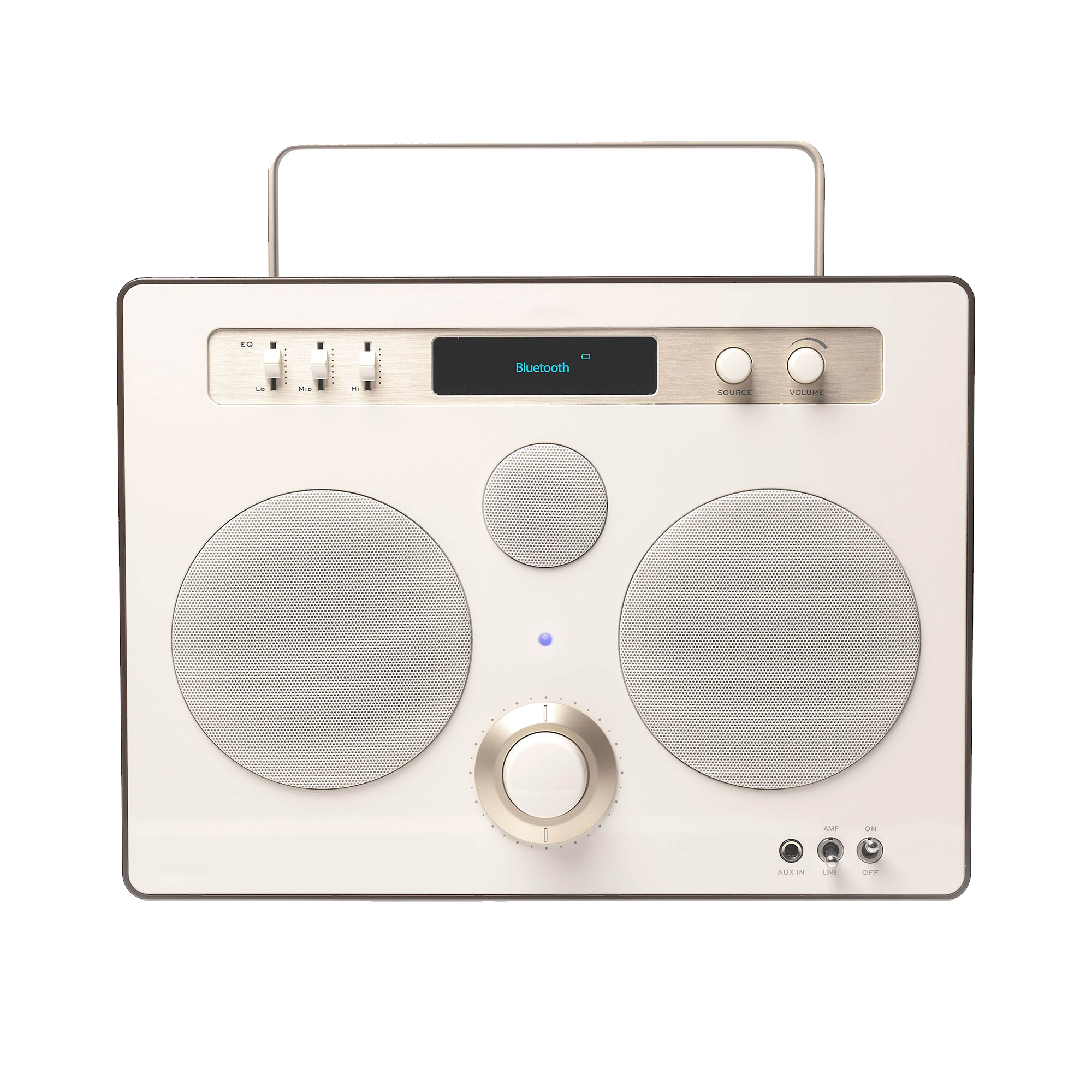 50W Three-Driver Portable Bluetooth Audio System With FM Radio Tuner, IPX4 Splash Resistant Multi-Input Music Player